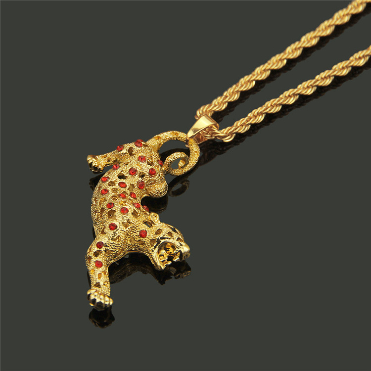 New Hip-hop Leopard Pendant Necklace For Men&Women Fashion Statement Crystal Necklace