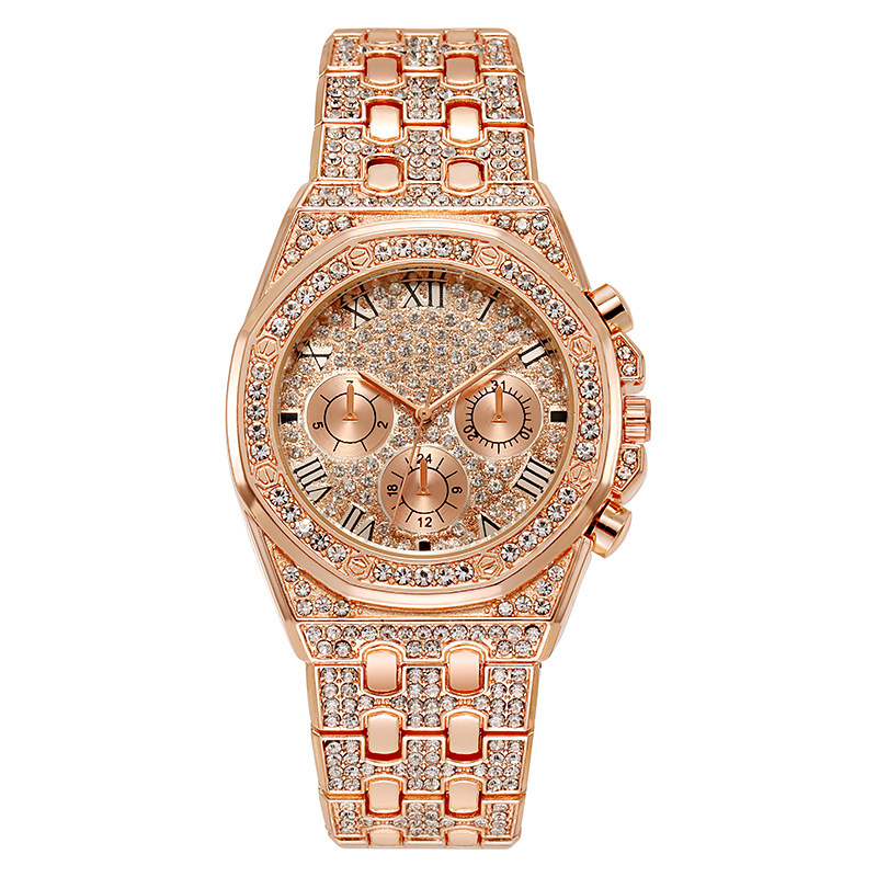 Hot Sale Custom Luxury Bling Hip Hop CZ Diamond Watches Women Iced Out Watches Silver Gold Stainless Steel Watch