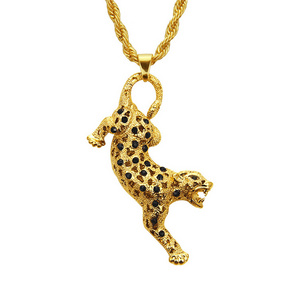 New Hip-hop Leopard Pendant Necklace For Men&Women Fashion Statement Crystal Necklace