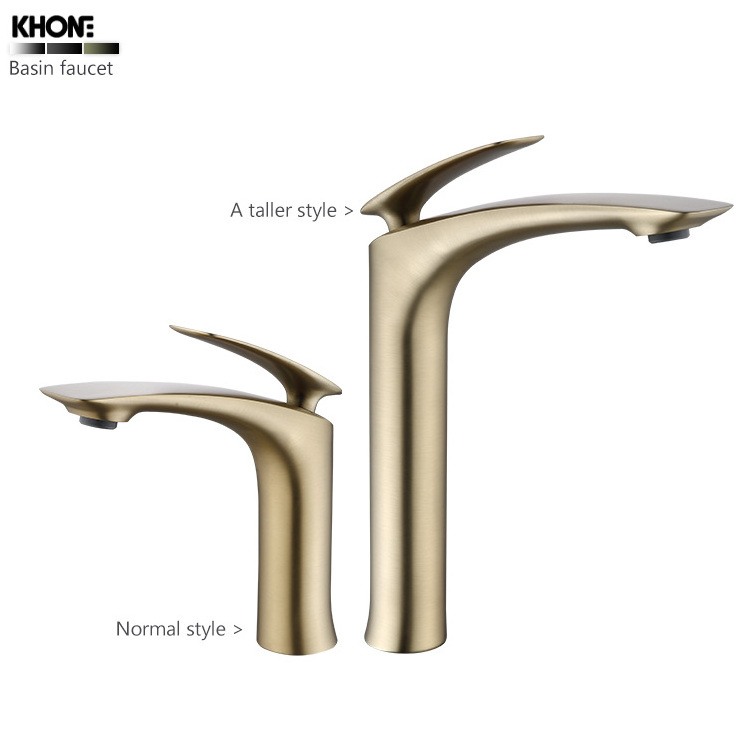 high quality single hole brass basin faucet hotel bathroom brushed gold Basin Mixer 2022