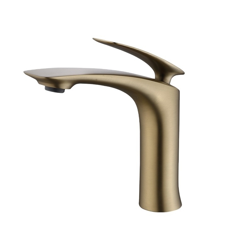 high quality single hole brass basin faucet hotel bathroom brushed gold Basin Mixer 2022