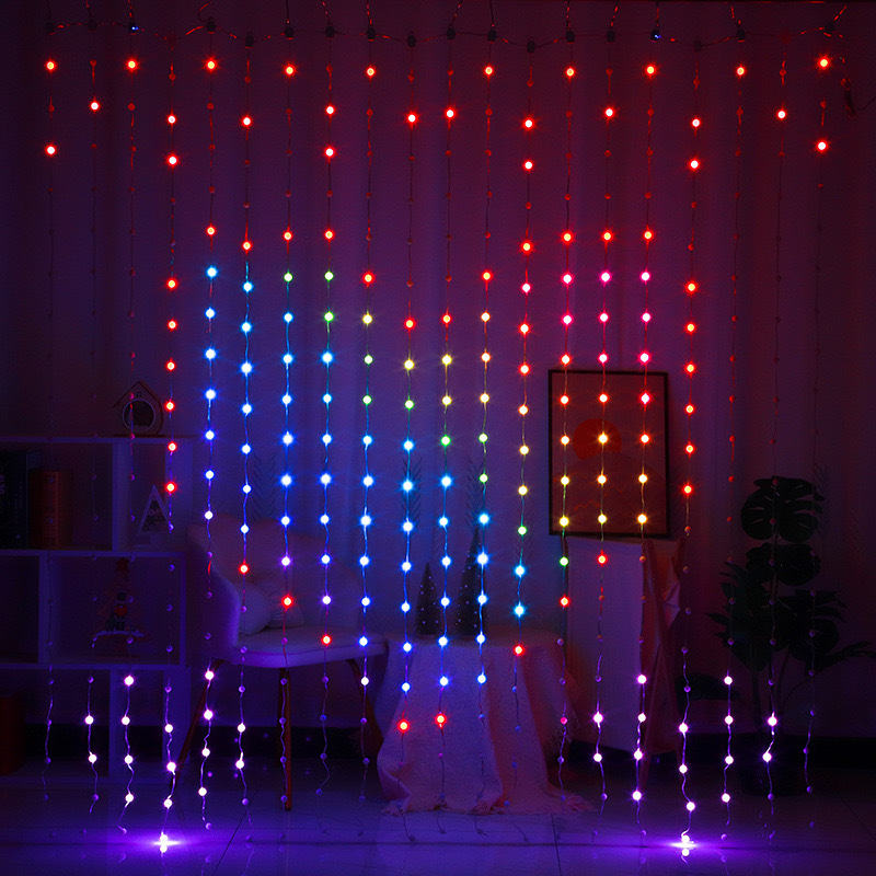 Smart Bluetooth DIY APP Music Control Indoor Christmas Decoration 2*2M 400L Window String Fairy LED Curtain Lights With Remote