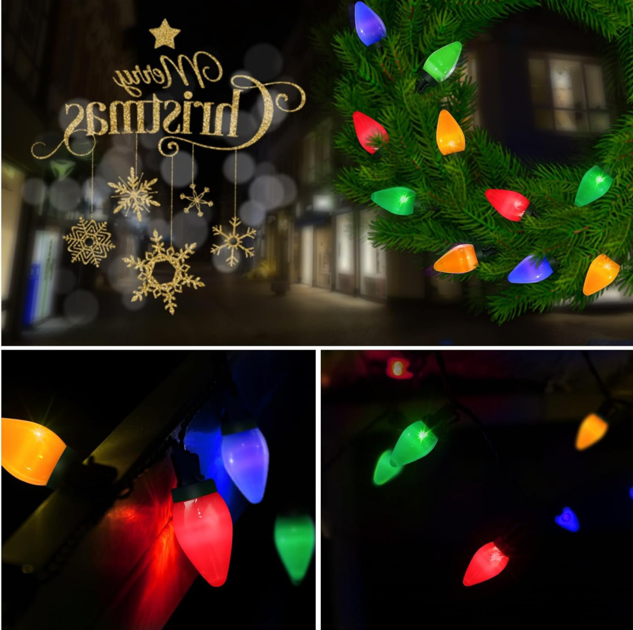 Top Sale  Christmas Lights Outdoor  100 LED C 7  String Lights with Timer  Function Plug in 8 Modes  for Christmas Decoration