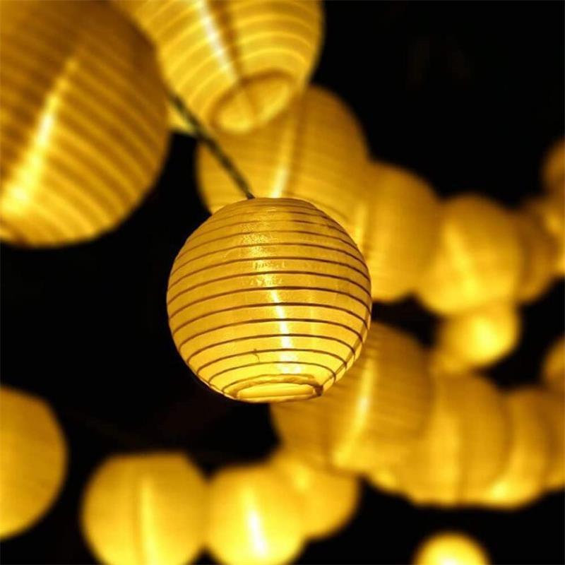 Factory Supply   Battery Operated White Lantern String Lights 8Mode Warm White  Remote Control