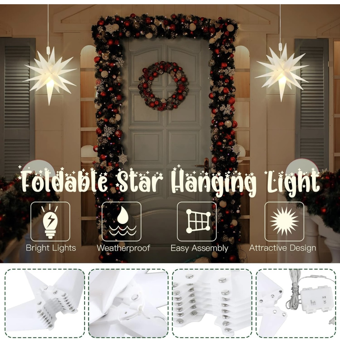 High Quality Christmas Moravian Star Light  Large Moravian Star Christmas Tree Topper Hanging Outdoor  Advent Star