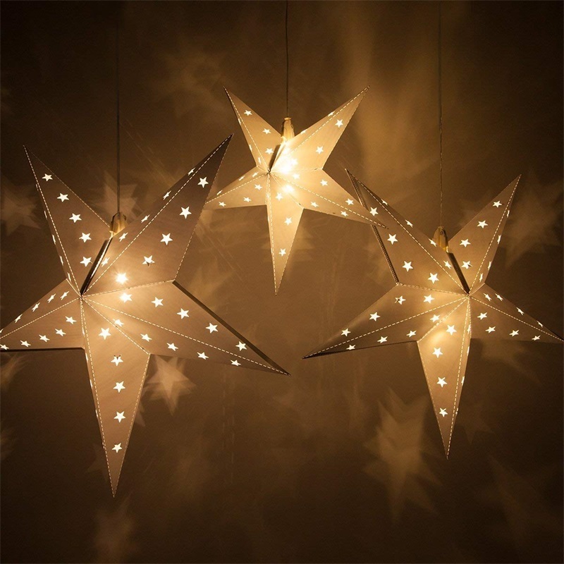 Party Home Decoration Hanging Star  Led Paper Lantern Lights