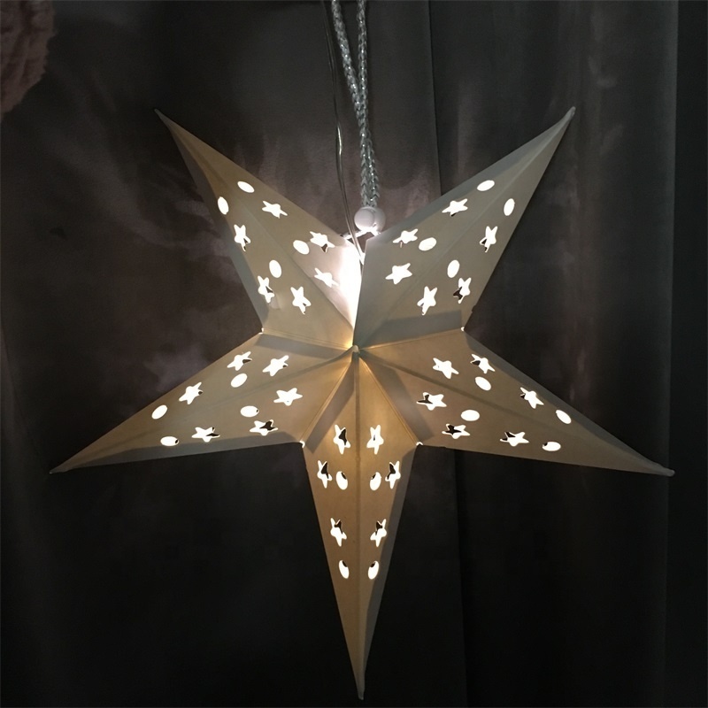 Party Home Decoration Hanging Star  Led Paper Lantern Lights