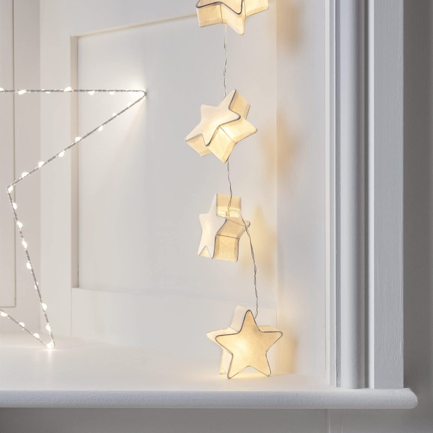 Directly Factory Supply  Indoor Paper Star Lantern Fairy Lights Battery Operated 10 Warm White LEDs