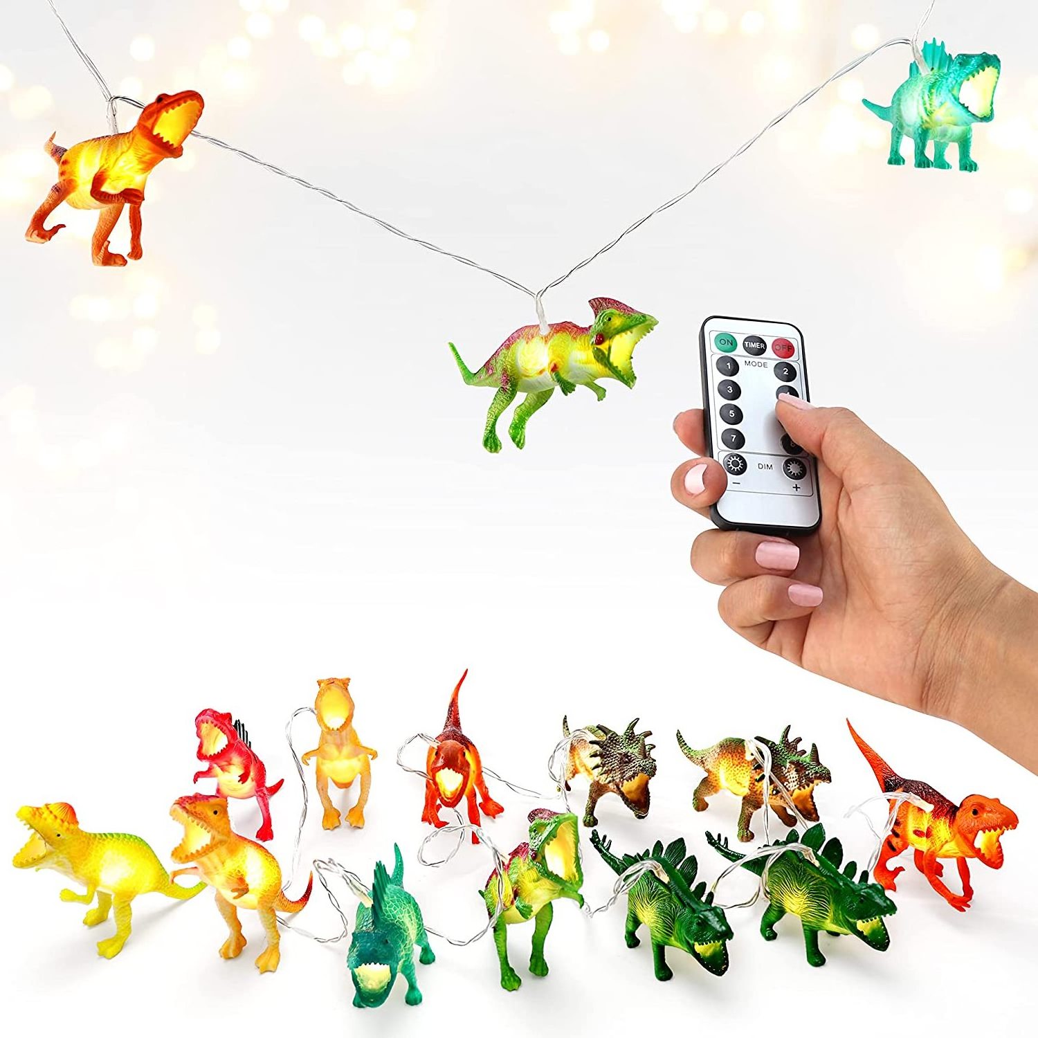 High Quality  Home Bedroom Decoration Battery Operated Remote  Control Dinosaur String Lights