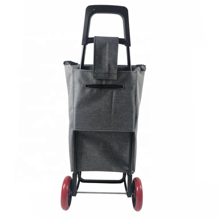 Custom Logo Food Folding Shopping Trolley With Seat Vegetable Shopping Trolley Bag