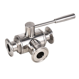 Sanitary 3 Way  Clamp 1- 4 Inch Stainless Steel Ball Valve