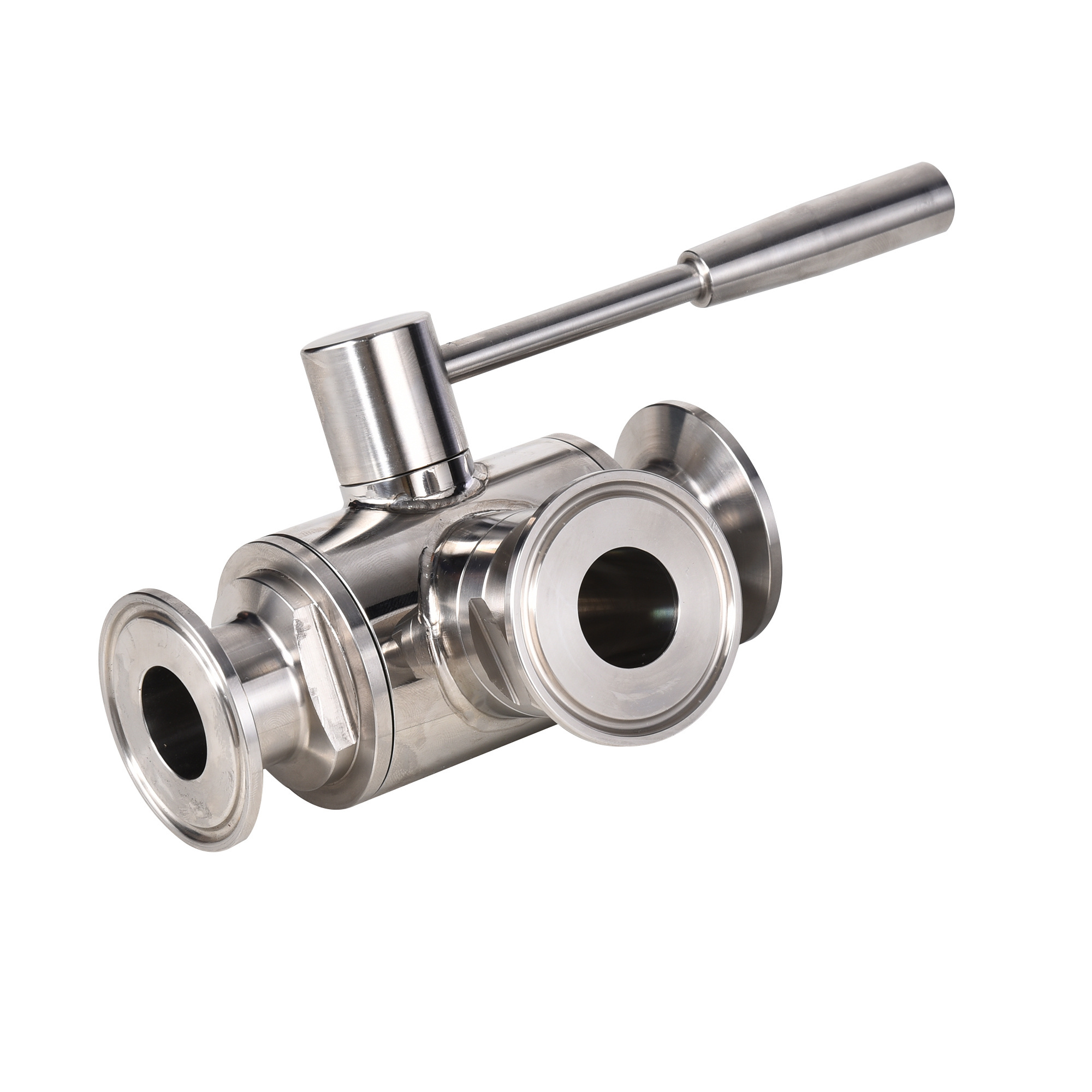 Sanitary 3 Way  Clamp 1- 4 Inch Stainless Steel Ball Valve