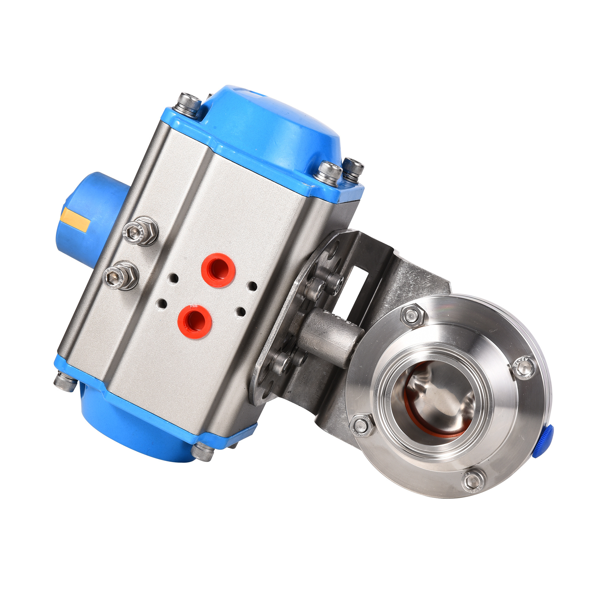 Sanitary Stainless Steel SS304 SS316L  Tri Clamp Butterfly Valve With Aluminum Pneumatic Actuator