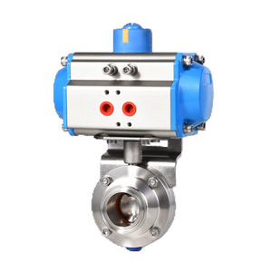 Sanitary Stainless Steel SS304 SS316L  Tri Clamp Butterfly Valve With Aluminum Pneumatic Actuator