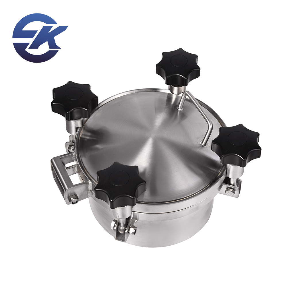 1-3 Bar Sanitary SS304 SS316L Stainless Steel Round Pressure Manway with Sight Glass