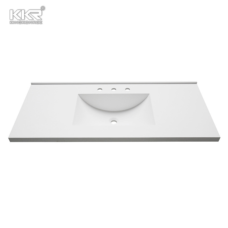 Pure White Granite Countertop / Artificial Stone Marble Basin Vanity Tops