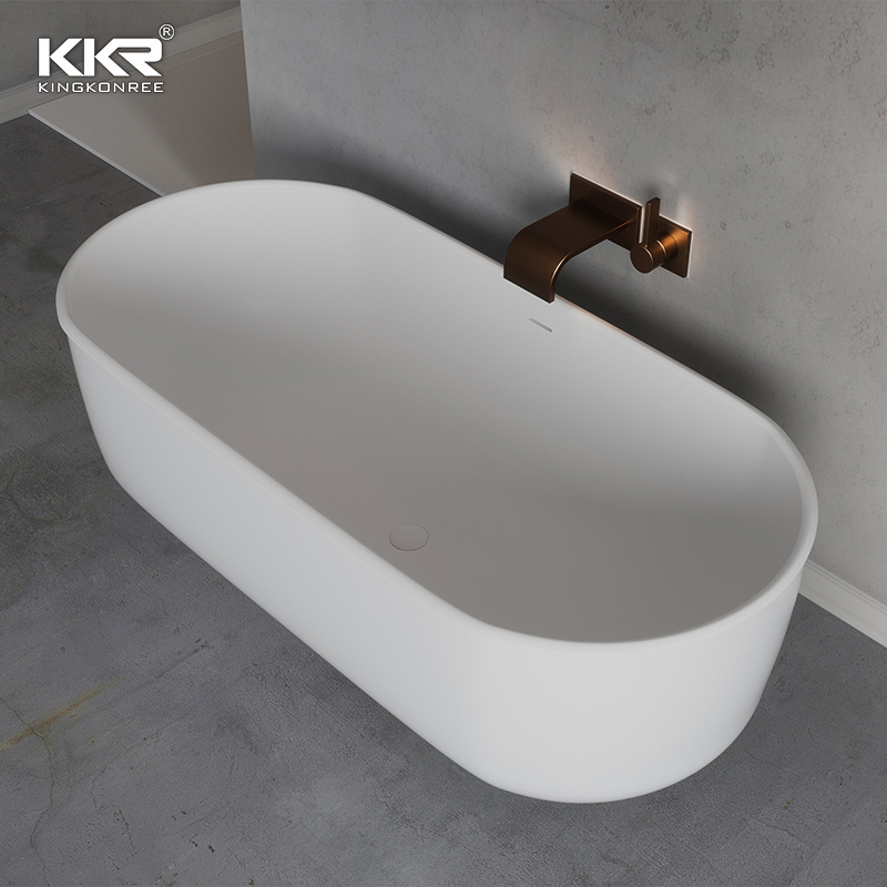 Artificial Stone  Custom Made Acrylic Solid Surface Stone Soaking Bath Tub Marble Stone Freestanding Bathtub