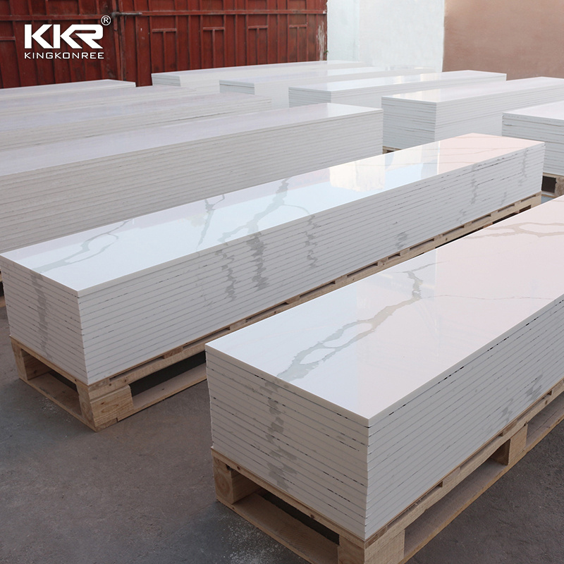 KKR OEM/ODM 3660*760*12 solid surface sheet resin slabs quartz stone for kitchen shower walls