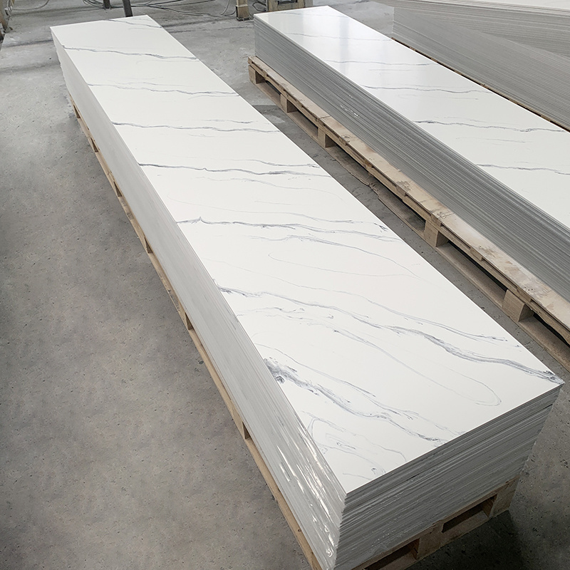 white faux marble slab veining artificial acrylic stone sheet for stone shower panels