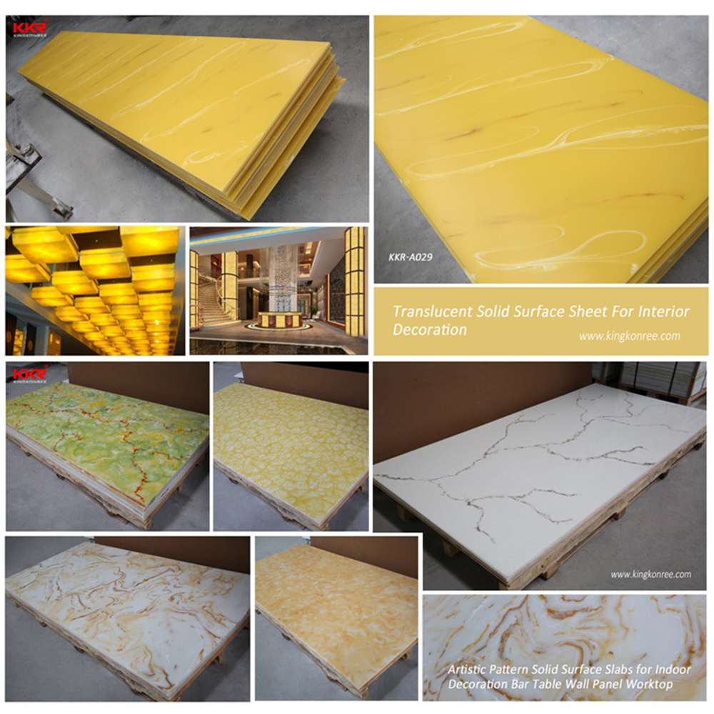 Artificial stone acrylic resin backlit translucent solid surface wall panel