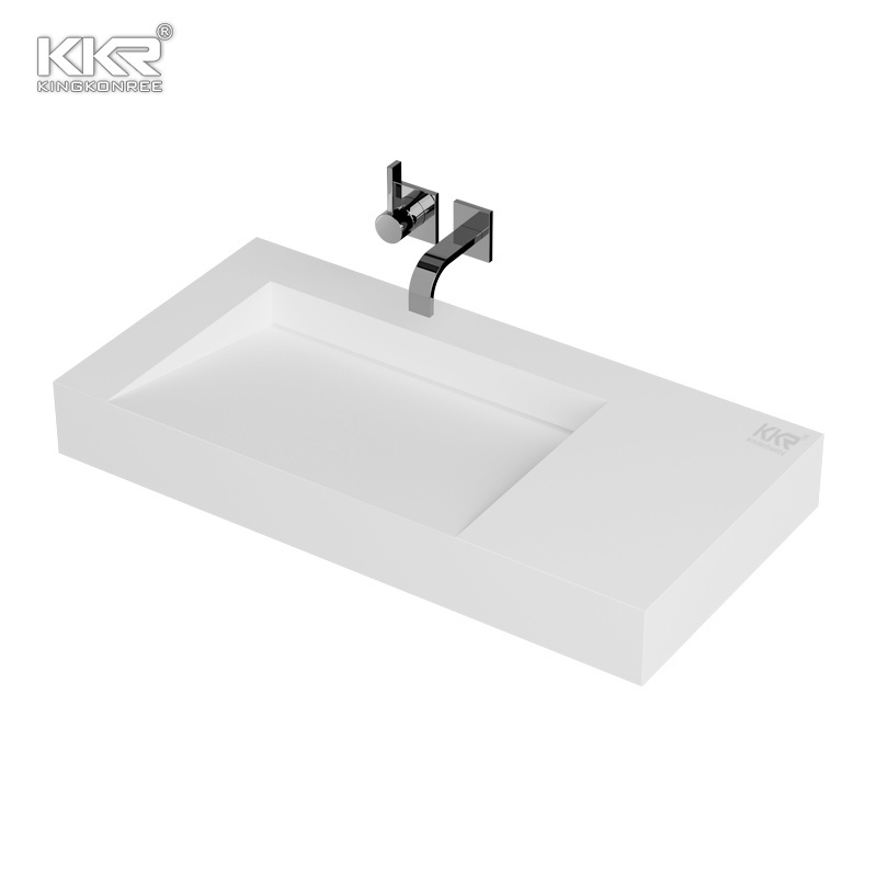 Pure White Granite Countertop / Artificial Stone Marble Basin Vanity Tops