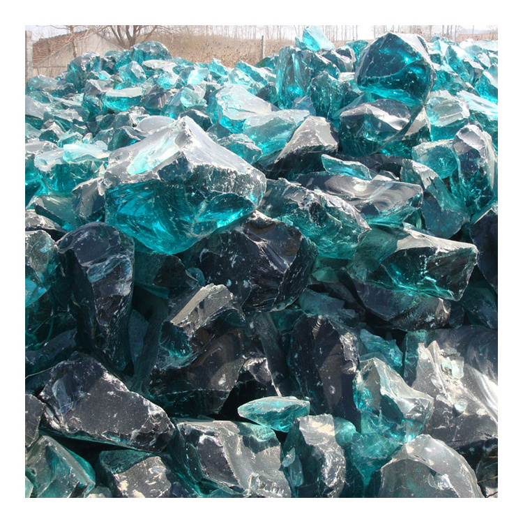 Wholesale Blue Green Custom Bulk Colored Crushed Landscaping Slag Glass Rocks For Gabion