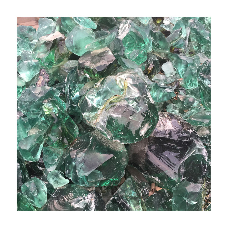 Wholesale Blue Green Custom Bulk Colored Crushed Landscaping Slag Glass Rocks For Gabion