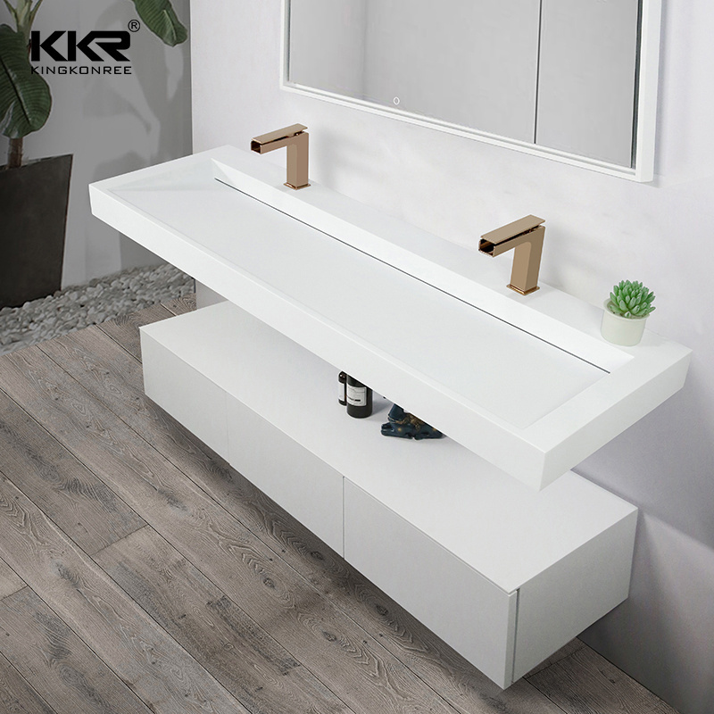 Popular Bathroom Wall Hung Sink Marble Stone Solid Surface Wash Basin