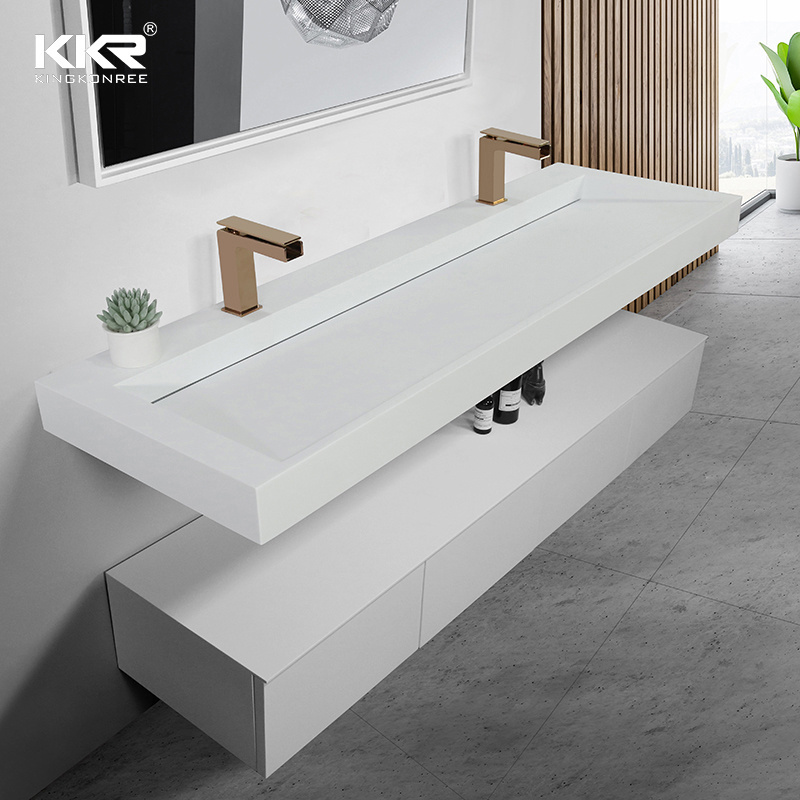 Popular Bathroom Wall Hung Sink Marble Stone Solid Surface Wash Basin