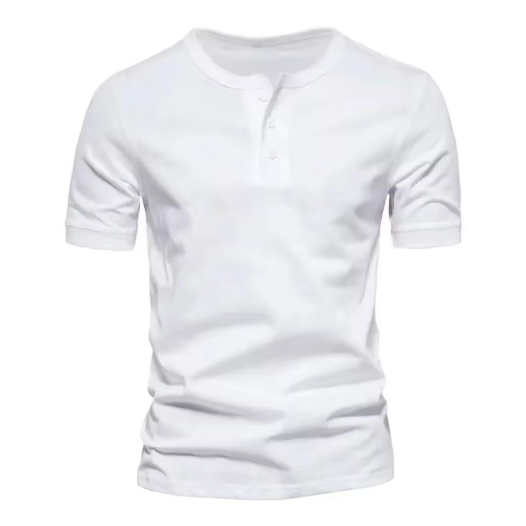 US Size Men's O Neck Bamboo Cotton 210GSM Button Up Short Sleeved T-shirt Sports Running  T Shirt