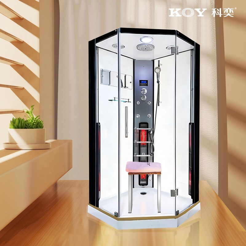 K083 High quality sauna shower with a variety of health methods far infrared steam shower room with colored lights