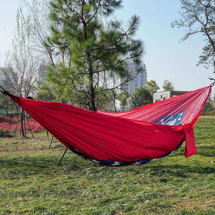 Custom Printed American Flag Ripstop Printing Hammock Nylon Printing Hammock Swing with Straps