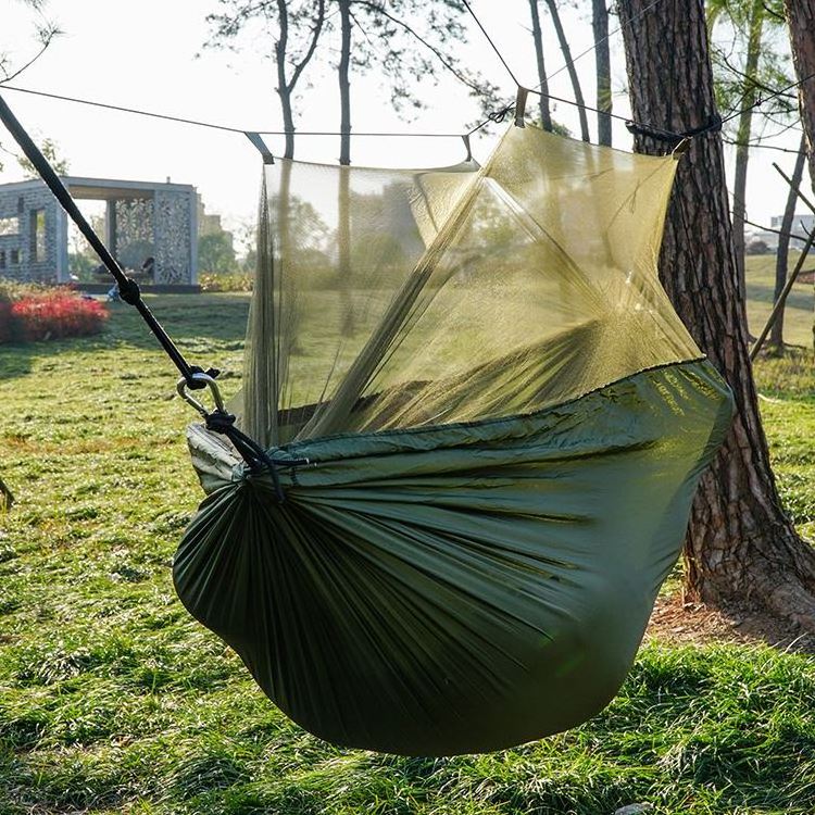 Factory Direct Sale In Stock Hammock With Mosquito Net Outdoor Camping Nylon Rope Hammock