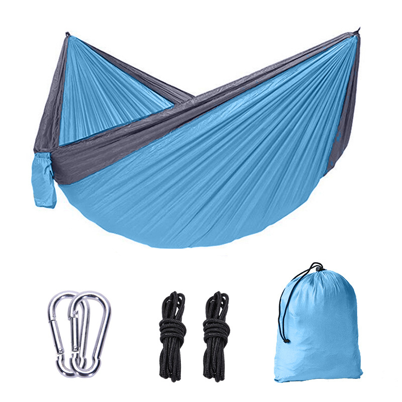 Custom Brand Low Moq Lightweight Parachute Nylon Portable Hammock With Tree Ropes And Carabiner