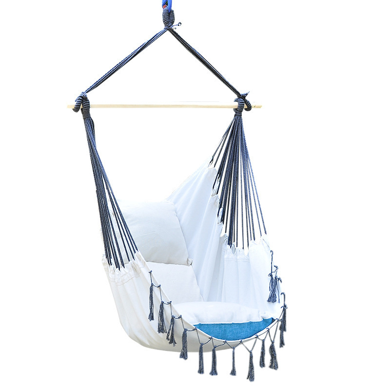 Manufacturer Macrame Hammock Chair With Wooden Rod Custom Canvas Cotton Swing Hammock Chair