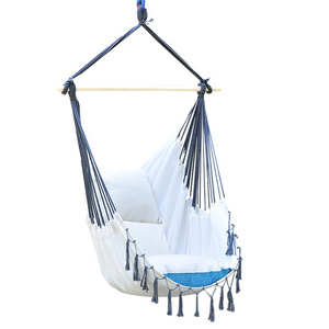 Manufacturer Macrame Hammock Chair With Wooden Rod Custom Canvas Cotton Swing Hammock Chair