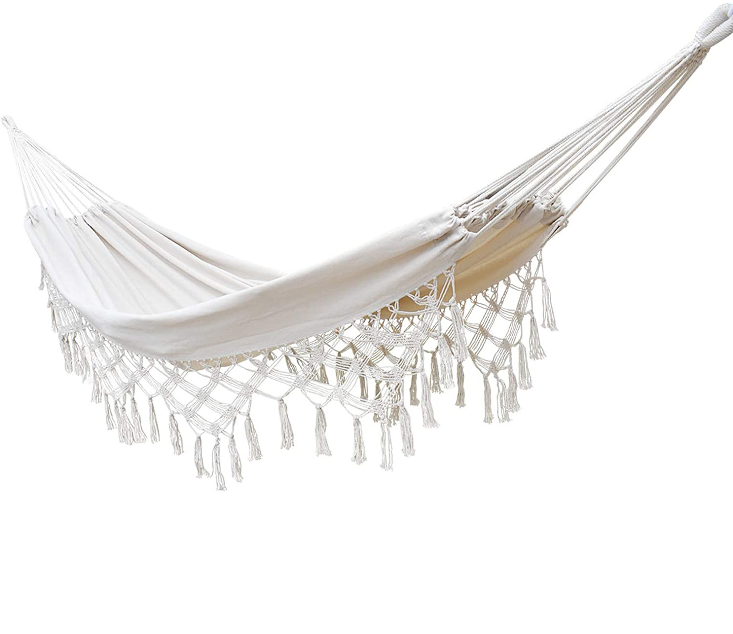 Manufacturer LOW MOQ Fast Delivery Large Macrame Hammock Swing Bed with Carry Bag for Patio,Bedroom, Yard