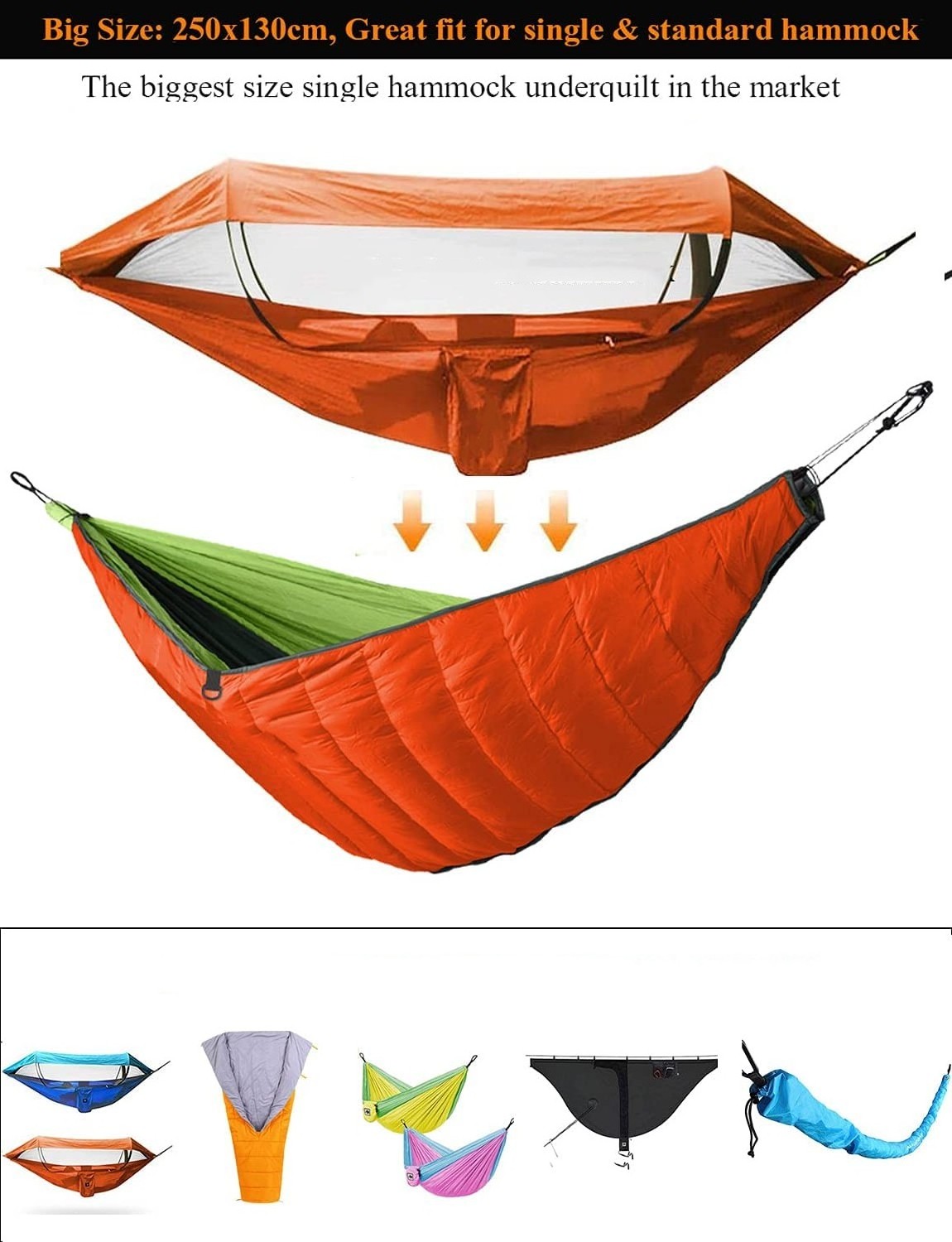 Underquilt for Single & Double Camping Hammocks, Lightweight Portable Top Warm 4 Season Winter Under Quilt for Outdoor