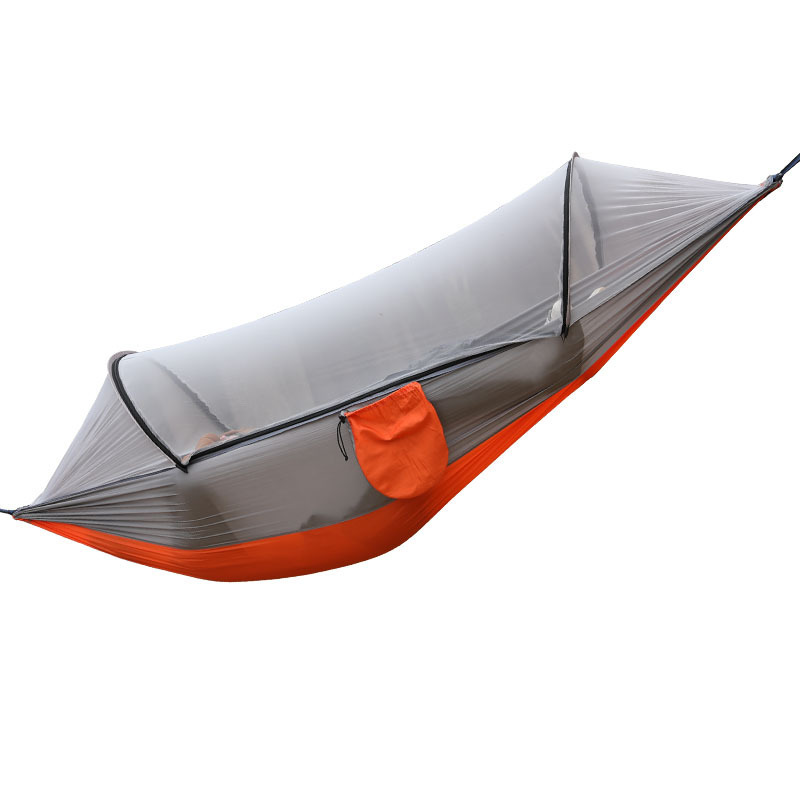 Outdoor Auto Open Sleep Hammock Bed Lightweight Parachute 210T Nylon Portable Hammock With Mosquito Net