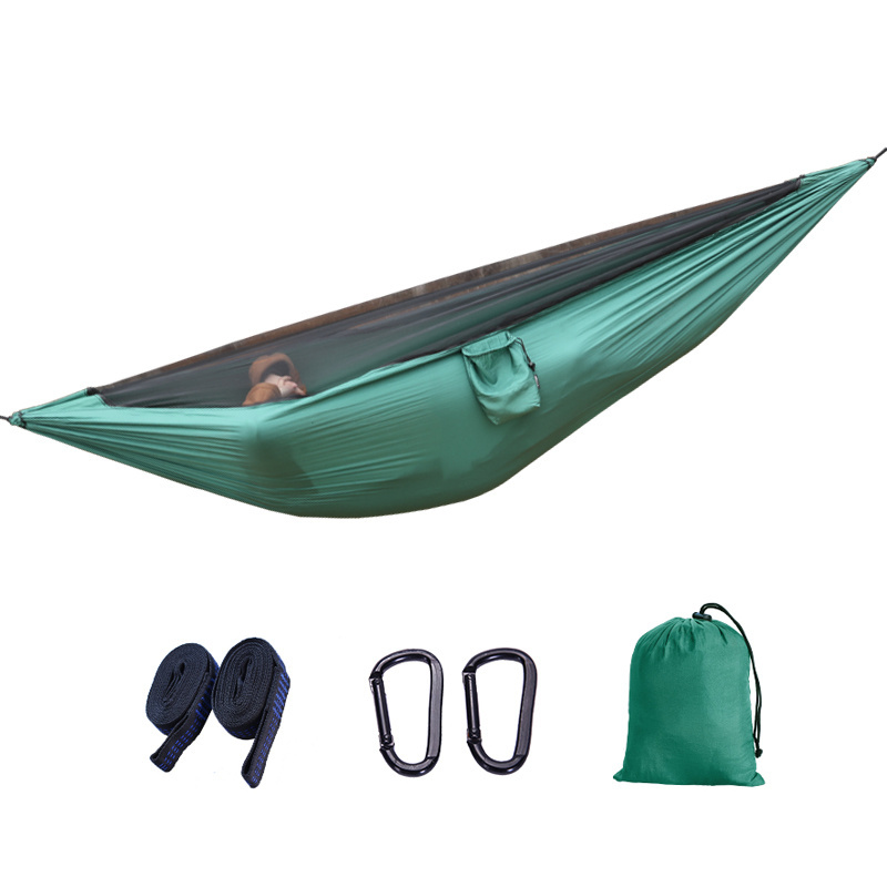 Large Camping Hammock with Mosquito Net 2 Person Parachute Lightweight Hanging Hammocks Tree Straps Swing Bed for Outdoor