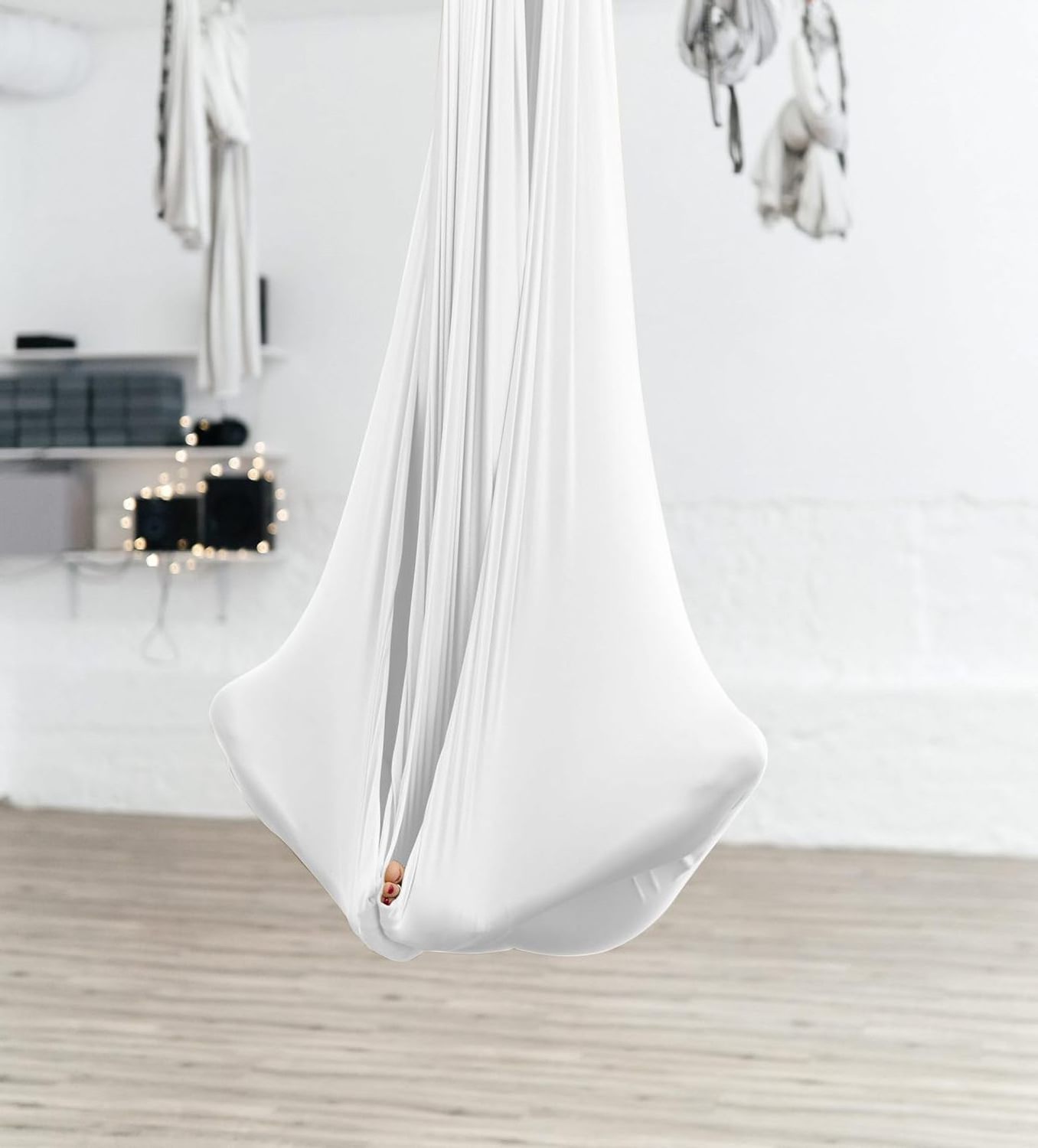 2024 Aerial Silks Aerial Yoga Hammock Kit Yoga Swing Set Anti-Gravity Flying for Fitness, Low Non Stretch Nylon Fabric