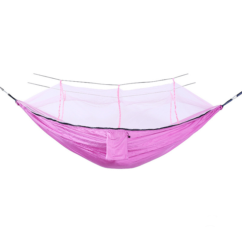 New Net Mosquito Camping Hammock with Tree Rope With Steel Carabiner Portable Lightweight Outdoor Hammock