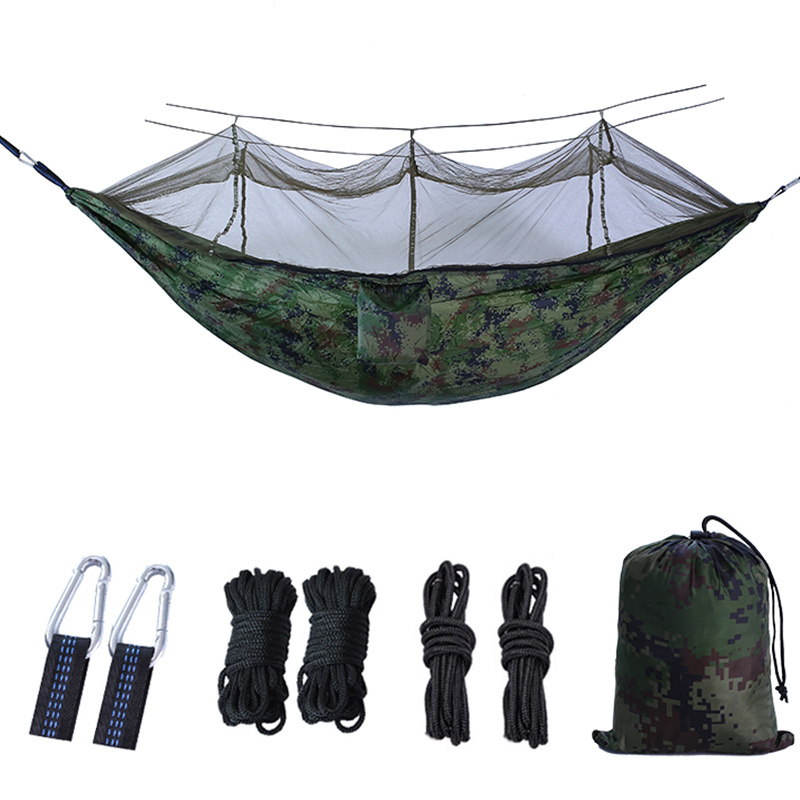 Camping Hammock with Net Portable Lightweight Outdoor Hammock Tree Travel Backpacking Hammock Tent Tree Rope Perfect for Camping