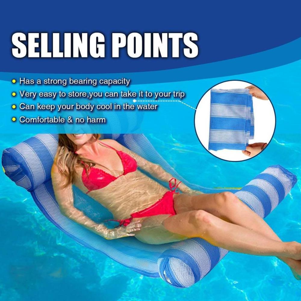 Manufacturer Custom Portable Floating Water Hammock Lounger Pool Inflatable Water Hammock with Inflatable Rafts