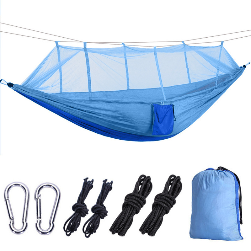 MOQ 1PCS Sapphire and light blue mosquito net camp hammock