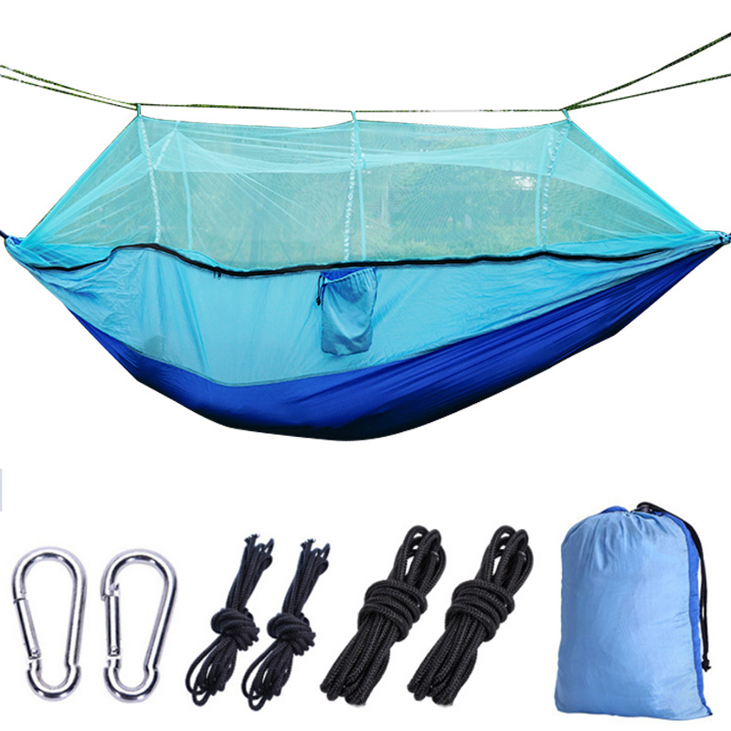 MOQ 1PCS Sapphire and light blue mosquito net camp hammock