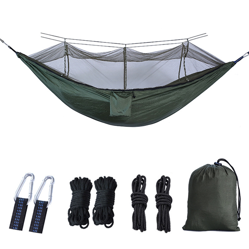 Camping Hammock with Net Portable Lightweight Outdoor Hammock Tree Travel Backpacking Hammock Tent Tree Rope Perfect for Camping