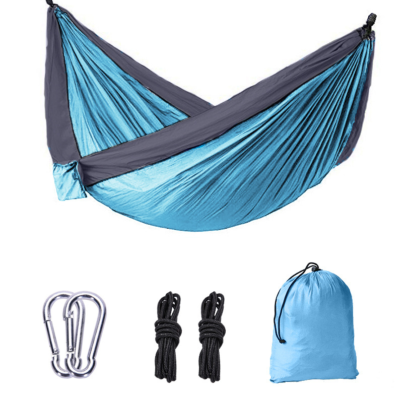 Custom Brand Low Moq Lightweight Parachute Nylon Portable Hammock With Tree Ropes And Carabiner