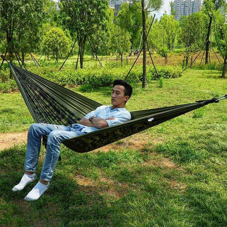 Factory Sell  Camouflage Camo Nylon Outdoor Camping Portable Hammock For Hiking Travel Park