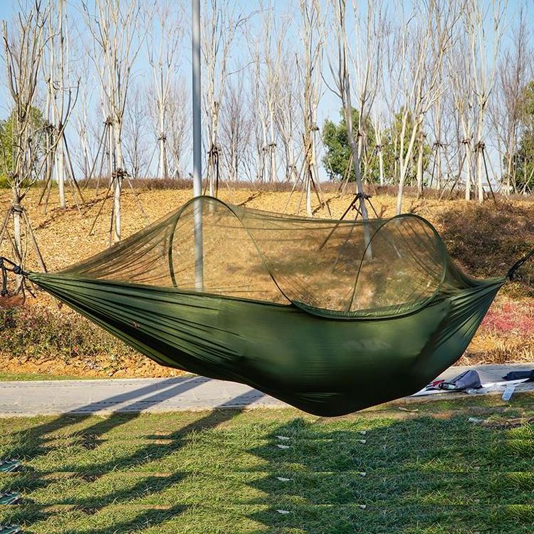 Factory Direct Sale In Stock Hammock With Mosquito Net Outdoor Camping Nylon Rope Hammock